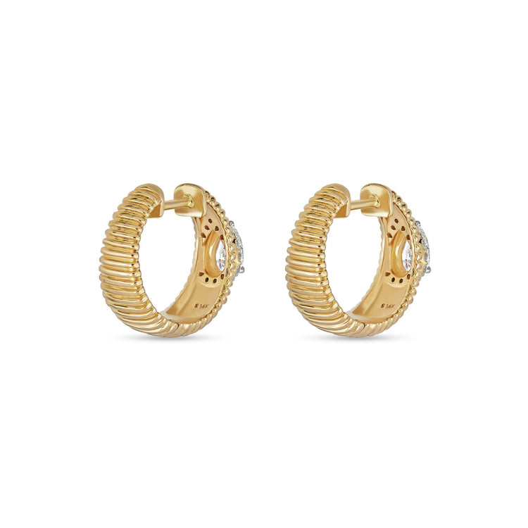 Stone and Strand 14K Yellow Gold Disco Pear Huggies Rear Image