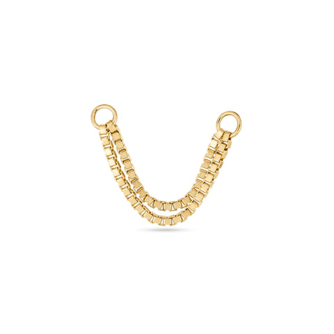 Stone and Strand 14K Yellow Gold Double Block Chain Connector Earring Front Image