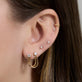 Image of 14K Yellow Gold Double Block Chain Connector Earring with Stone and Strand Earrings