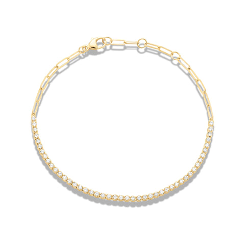 Stone and Strand 10K Yellow Gold Drop Shot Diamond Tennis Bracelet Front Image