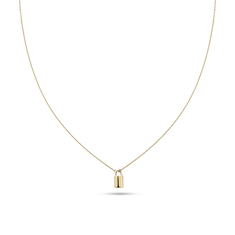 Stone and Strand 14K Yellow Gold Dainty Little Lock Necklace Image