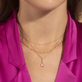 Image of 10K Yellow Gold Diamond Cut Bead Chain with Stone and Strand Necklaces