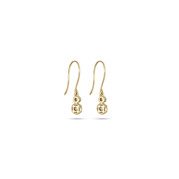 Stone and Strand 10K Yellow Gold Diamond Duo Bonbon Drop Earrings Rear Image