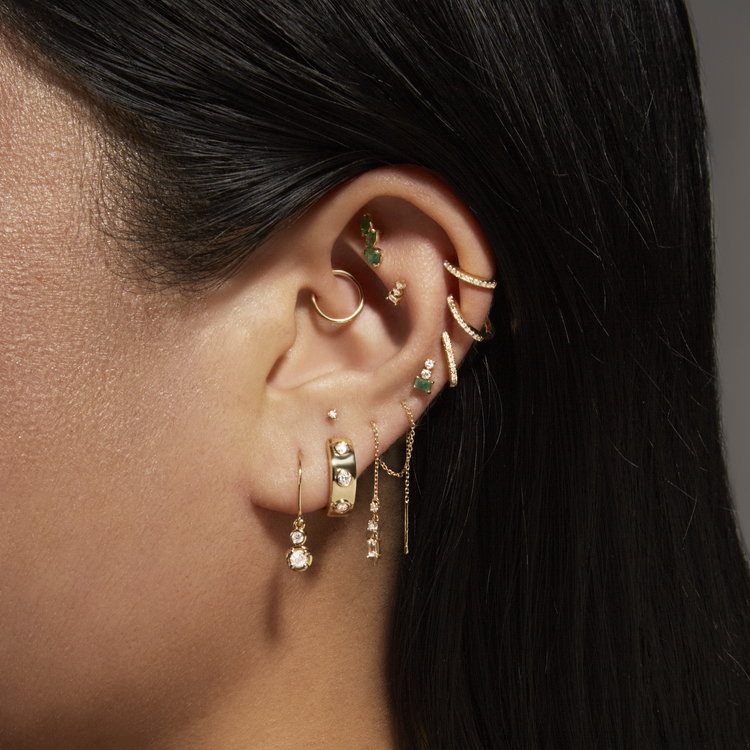 Image of 10K Yellow Gold Diamond Duo Bonbon Drop Earrings with Stone and Strand Earrings