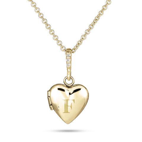 Stone and Strand 14K Yellow Gold Diamond Sweetheart Locket Detail Engraved Image