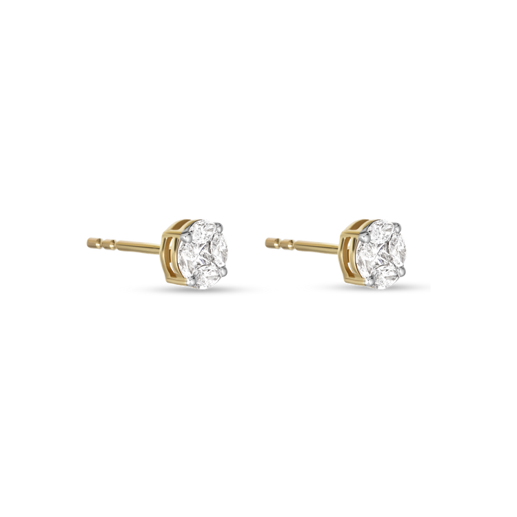 Stone and Strand 10K Yellow Gold Diamond Mosaic Studs Side Image