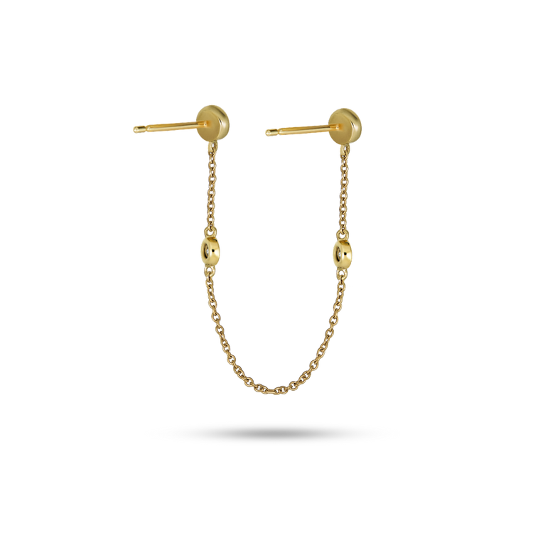 Stone and Strand 10K Yellow Gold Diamonds By The Dozen Chain Earring Rear Image