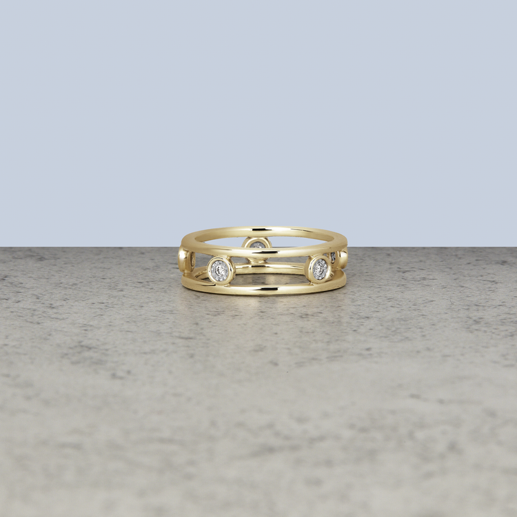 Stone and Strand 10K Yellow Gold Diamonds By The Dozen Ring Editorial Image