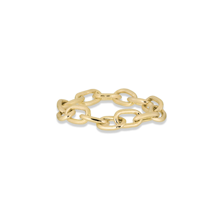 Stone and Strand 14K Yellow Gold Elongated Cable Link Ring Front Image