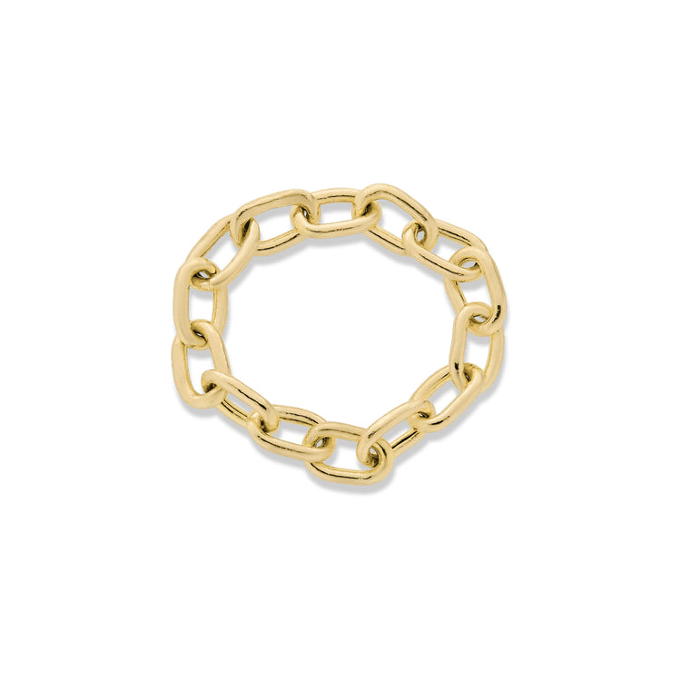 Stone and Strand 14K Yellow Gold Elongated Cable Link Ring Top Image