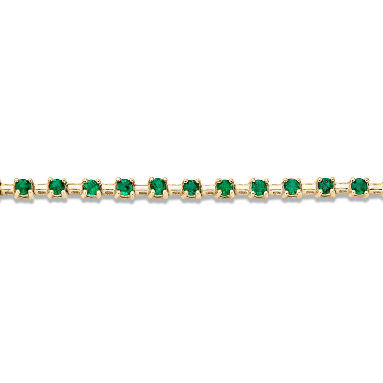 Stone and Strand 14K Yellow Gold Emerald Ace Tennis Bracelet Close Up Image