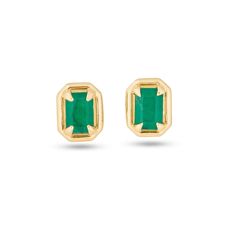 Stone and Strand 14K Yellow Gold Emerald Bonbon Studs Front Image