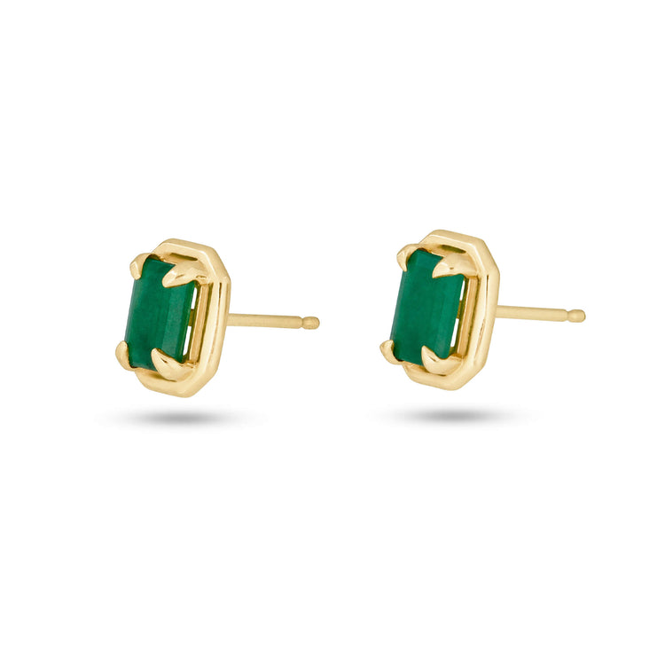 Stone and Strand 14K Yellow Gold Emerald Bonbon Studs Side Image