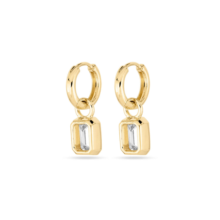 Stone and Strand 14K Yellow Gold Emerald Cut LAB-Created Diamond Huggies Rear Image