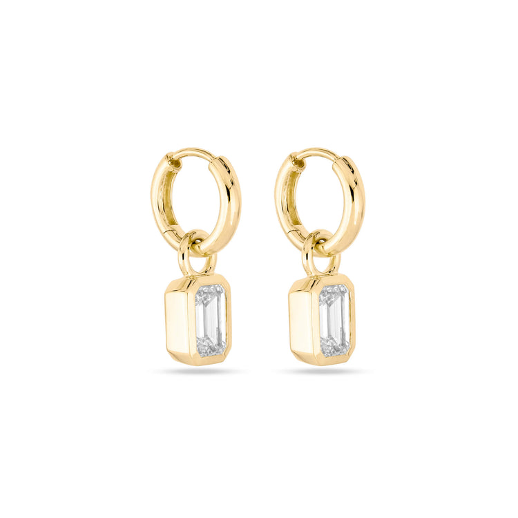 Stone and Strand 14K Yellow Gold Emerald Cut LAB-Created Diamond Huggies Side Image