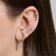 Image of 14K Yellow Gold Emerald Cut LAB-Created Diamond Huggies with Stone and Strand Earrings