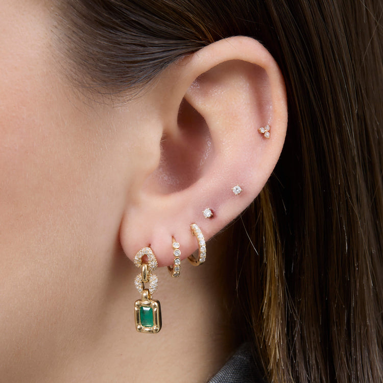 Image of 14K Yellow Gold Emerald Drop Earrings with Pave with Stone and Strand Earrings