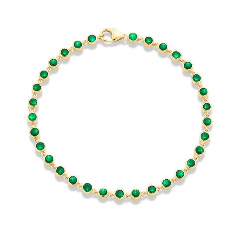Stone and Strand 14K Yellow Gold Emerald Luxe Bezel Tennis Bracelet Front Image