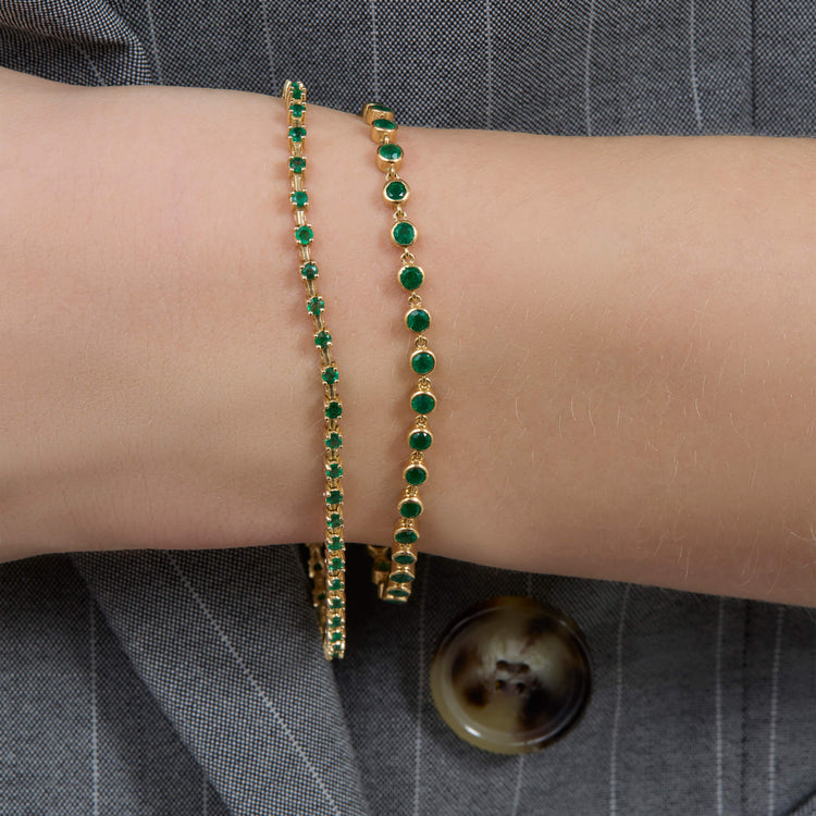 Image of 14K Yellow Gold Emerald Luxe Bezel Tennis Bracelet with Stone and Strand Bracelets