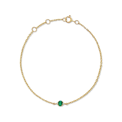 Stone and Strand 10K Yellow Gold Dainty Emerald Luxe Bracelet with White Diamonds Front Image
