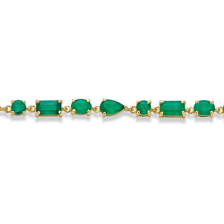 Stone and Strand 14K Yellow Gold Emerald Luxe Carnival Bracelet Close Up Image