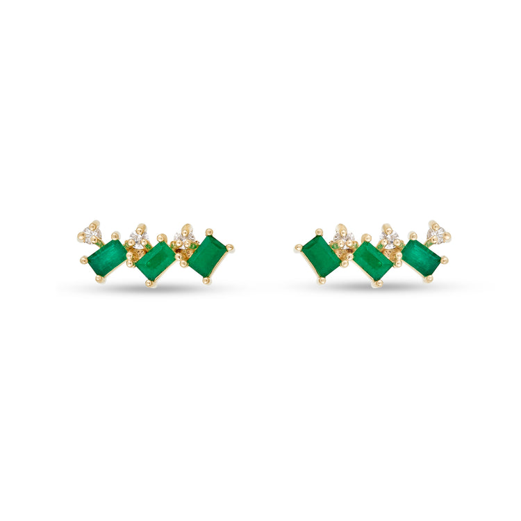 Stone and Strand 10K Yellow Gold Emerald Luxe Cluster White Sapphire Studs Front Image