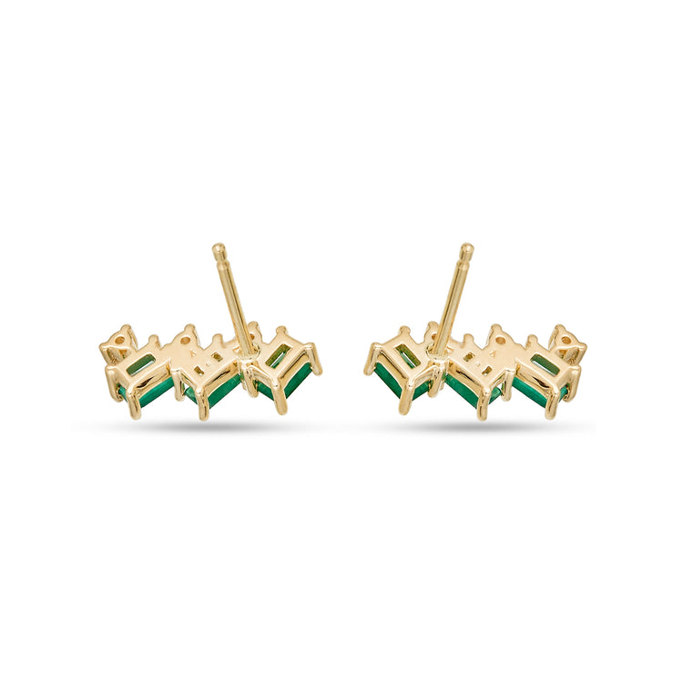 Stone and Strand 10K Yellow Gold Emerald Luxe Cluster White Sapphire Studs Rear Image