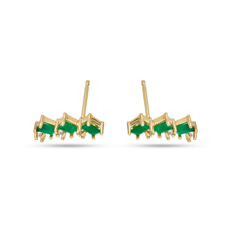 Stone and Strand 10K Yellow Gold Emerald Luxe Cluster White Sapphire Studs Side Image