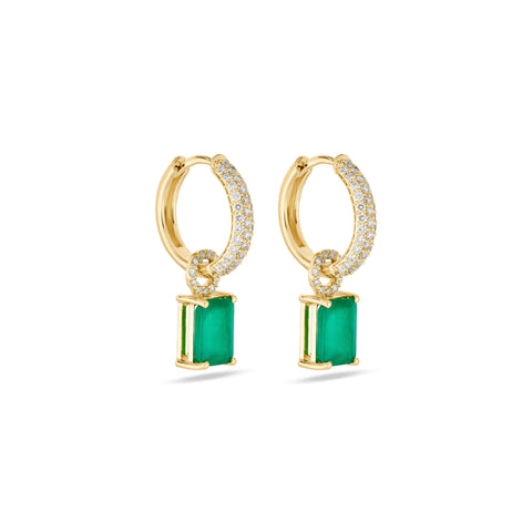 Stone and Strand 14K Yellow Gold Emerald Luxe Diamond Huggies Side Image