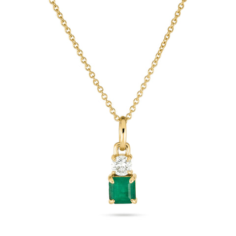 Stone and Strand 14K Yellow Gold Emerald Luxe Diamond Necklace Front Image