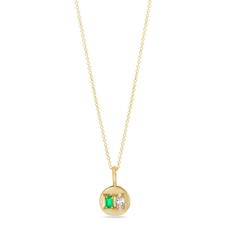 Emerald Luxe Mini Medallion Necklace STONE AND STRAND