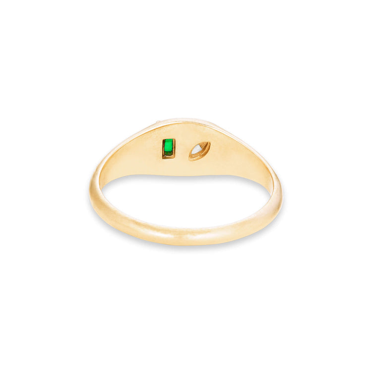 Stone and Strand 10K Yellow Gold Emerald Luxe Pinky Signet Diamond Ring Rear Image
