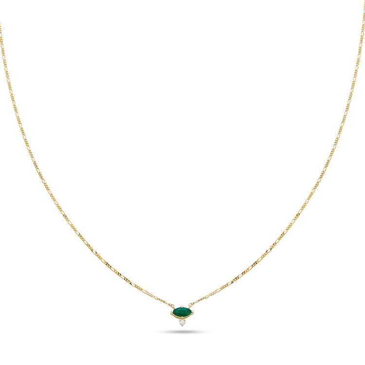 Stone and Strand 10K Yellow Gold Emerald Marquise Necklace with White Diamond1` Image