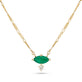 Stone and Strand 10K Yellow Gold Emerald Marquise Necklace with White Diamond Close Up Image