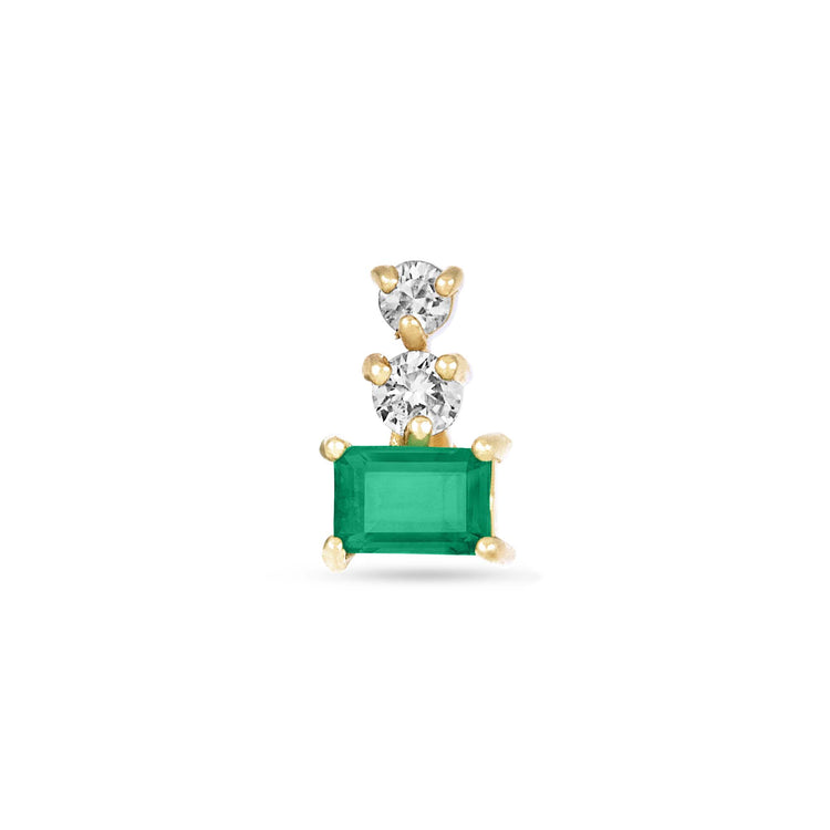 EMERALD DIAMOND EARRING STUD