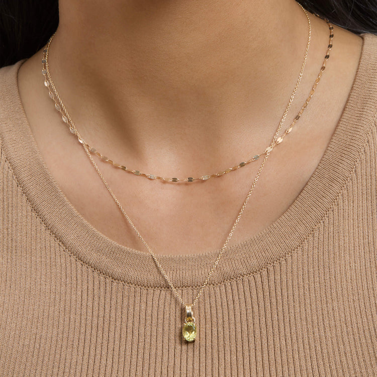 Image of 14K Yellow Gold Empowered Mood Charm with Stone and Strand Necklaces