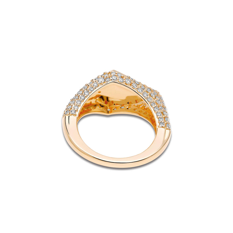 Stone and Strand 14K Yellow Gold Engraveable Pave Shield Signet Ring Rear Image