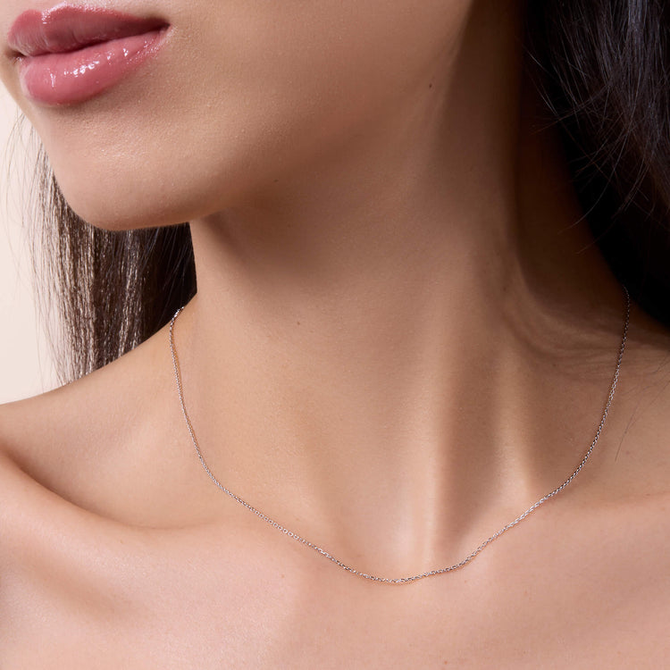 Image of Sterling Silver Essential Cable Link Chain on Models Neck