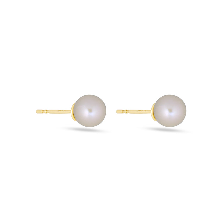 Stone and Strand 14K Yellow Gold Essential Gold Pearl Studs Side Image