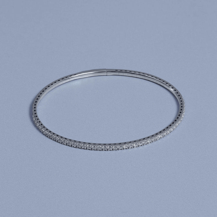 LAB-Created Silver Diamond Flex Bangle