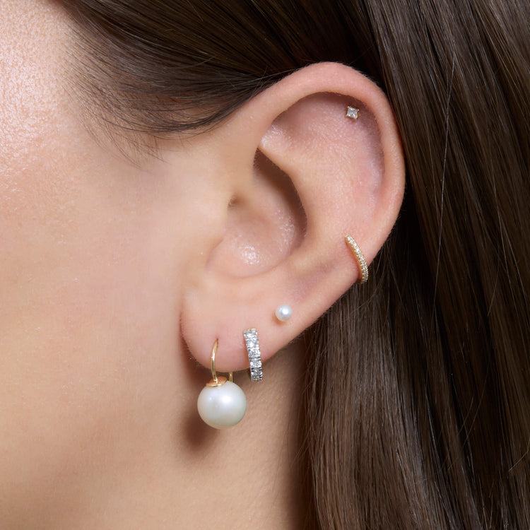 Image of 14K Yellow Gold Essential Pearl Hook Earrings with Stone and Strand Earrings