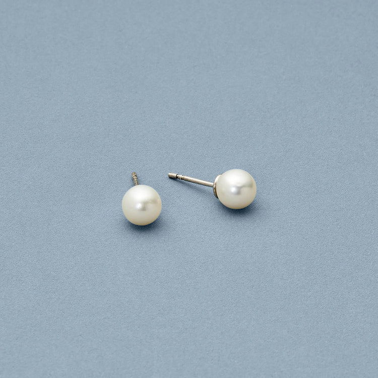 Stone and Strand Sterling Silver Essential Silver Pearl Studs Editorial Image