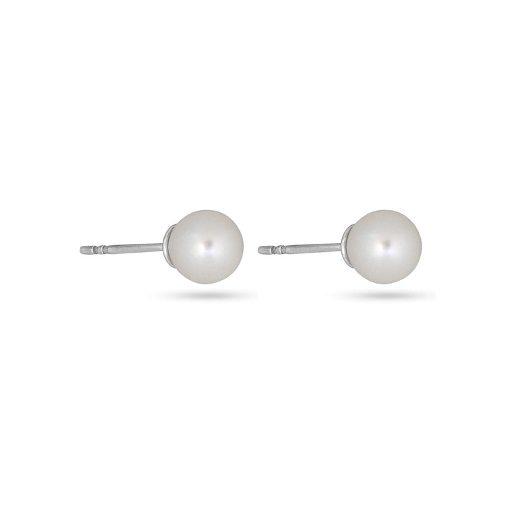 Stone and Strand Sterling Silver Essential Silver Pearl Studs Side Image