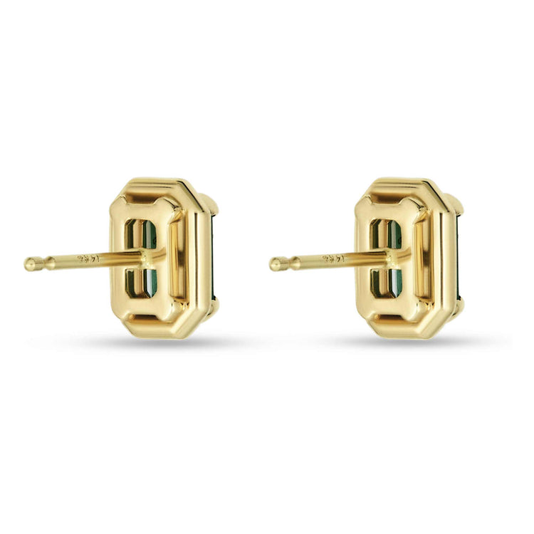 Stone and Strand 14K Yellow Gold Emerald Bonbon Studs Rear Image