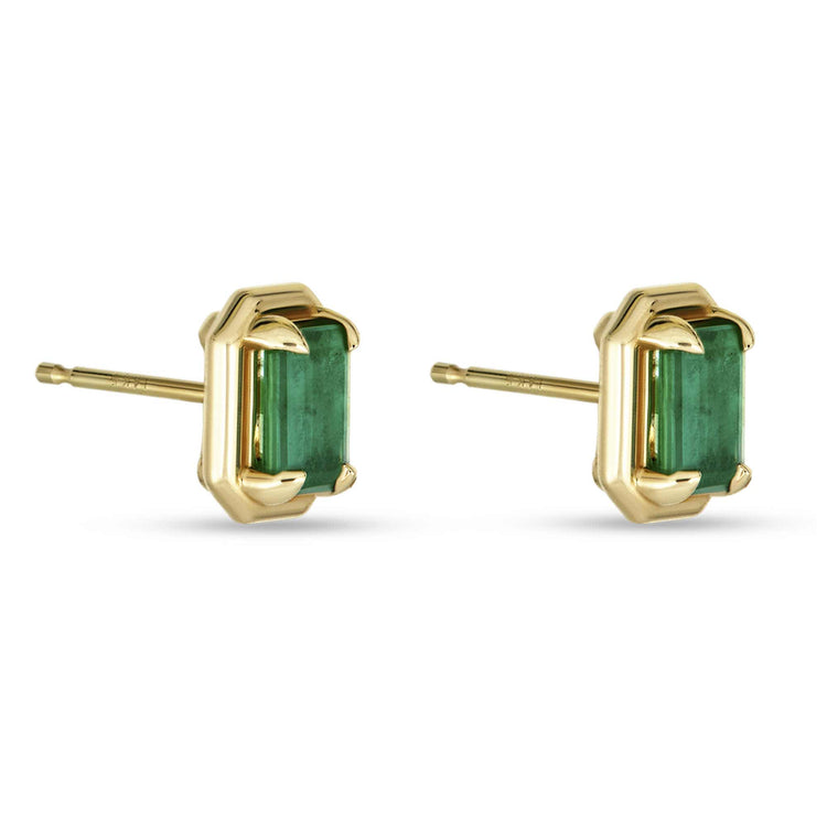 Stone and Strand 14K Yellow Gold Emerald Bonbon Studs Side Image