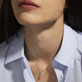 Image of 14K Yellow Gold Emerald Cut Birthstone Bonbon Necklace with White Topaz on Models Neck