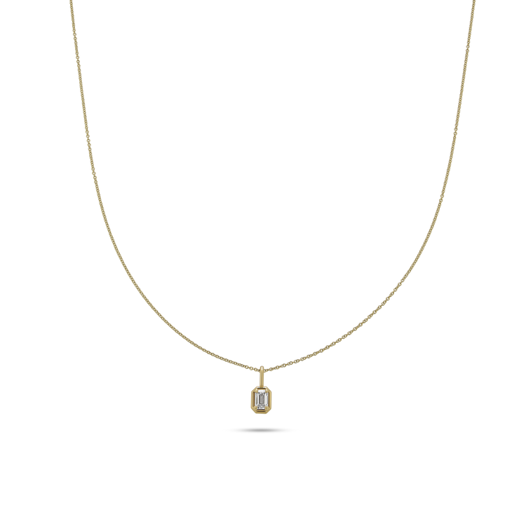 Stone and Strand 14K Yellow Gold Emerald Cut Birthstone Bonbon Necklace with White Topaz Image