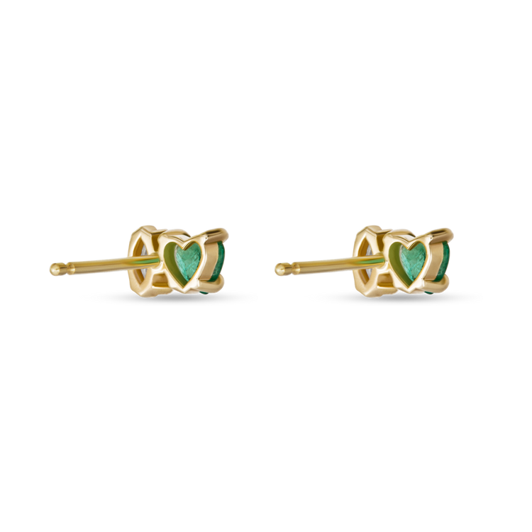 Stone and Strand 10K Yellow Gold Emerald Luxe Studs with White Diamond Rear Image