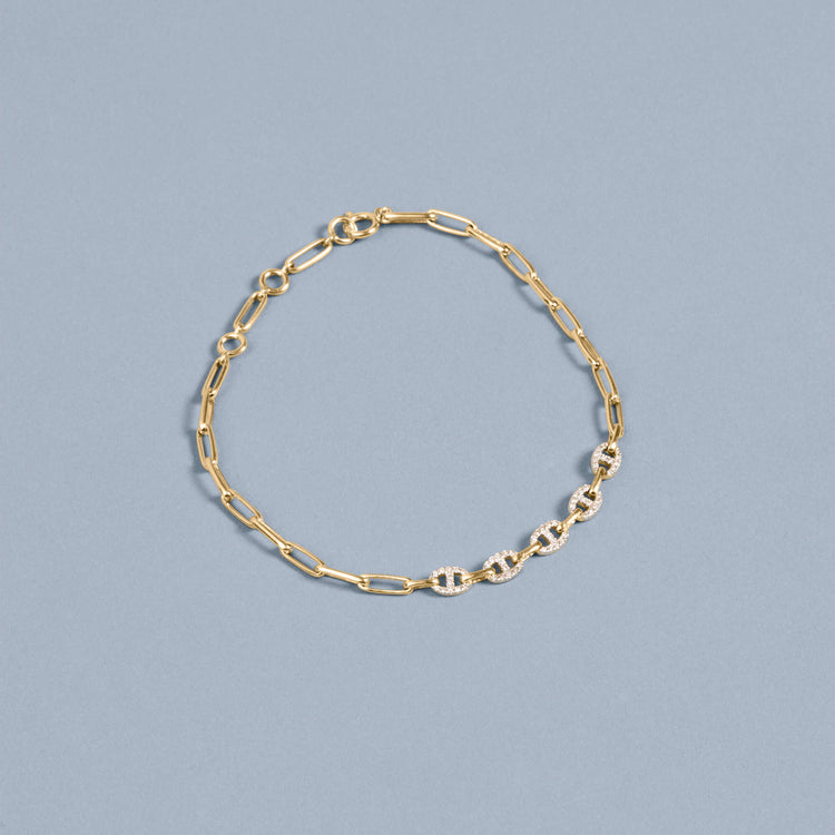 Stone and Strand 10K Yellow Gold Fine Diamond Maritime Bracelet Editorial Image