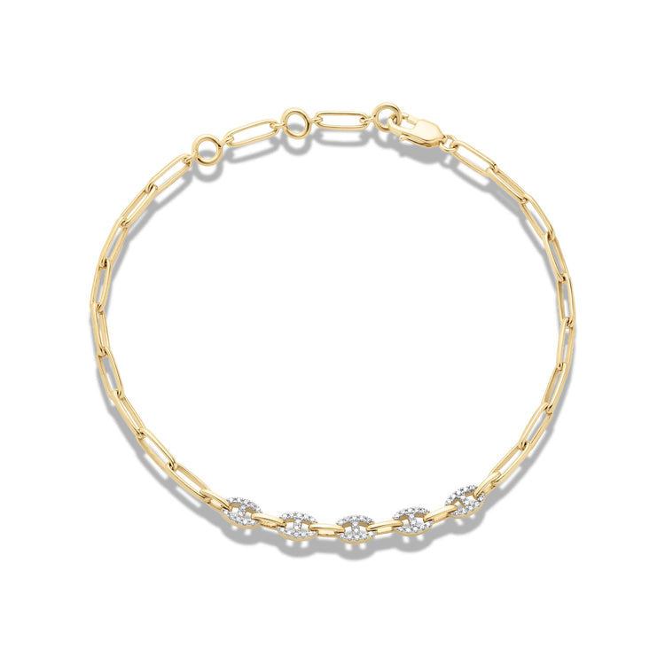 Stone and Strand 10K Yellow Gold Fine Diamond Maritime Bracelet Front Image